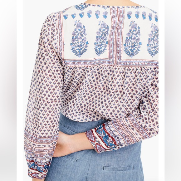 Floral Paisley Cotton Peasant Top - Picture 8 of 8